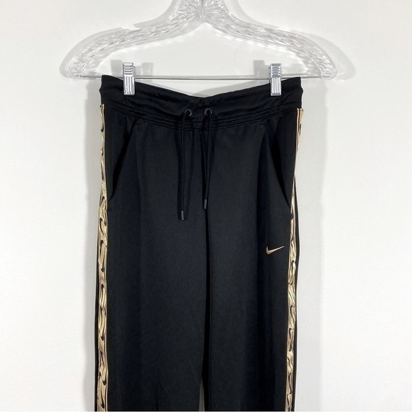 Nike XS Black Gold Side Logo‎ Open Hem Pants Track Pants - Picture 3 of 14